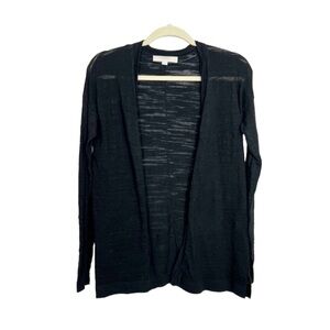 LOFT Cotton Blend Open Front Black Cardigan size XS
